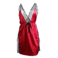 L1099 - Lingerie Nightgown Tali Silang Merah, Belah Samping