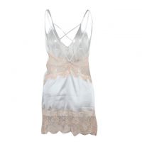L1105 - Baju Tidur Lingerie Nightgown Sleepwear Midi Dress Putih Renda Krem - 2