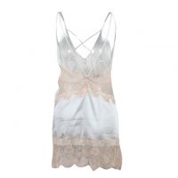 L1105 - Lingerie Nightgown Putih, Renda Krem - 2