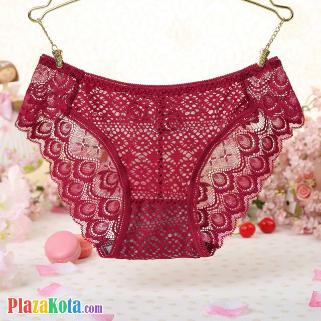 P527 - Celana Dalam Panties Hipster Marun Transparan - Photo 1