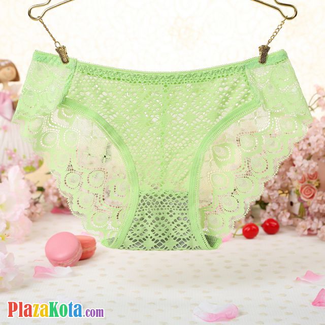 P532 - Celana Dalam Panties Hipster Hijau Transparan - Photo 1