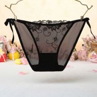 P548 - Celana Dalam Panties Thong Hitam Transparan Bunga Hitam Ikat Samping - Thumbnail 2