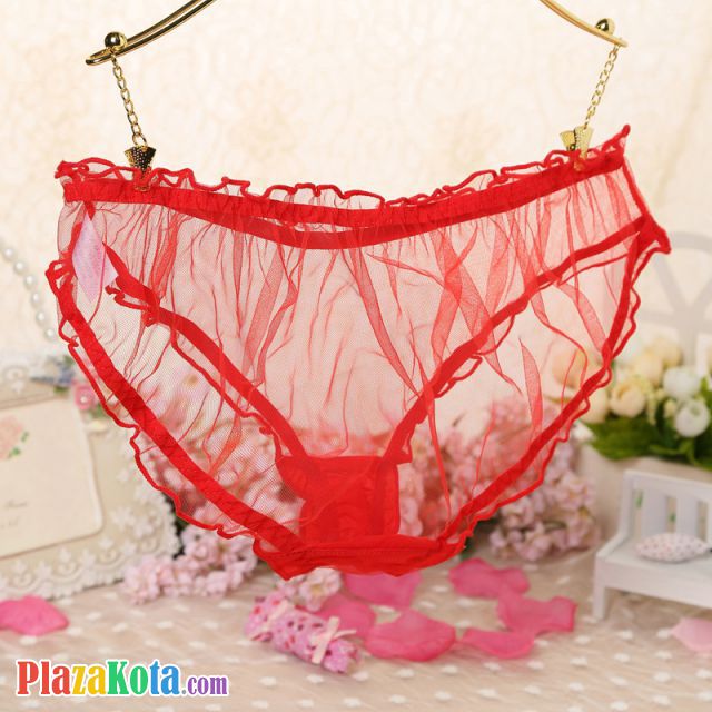 P552 - Celana Dalam Panties Hipster Merah Transparan - Photo 2