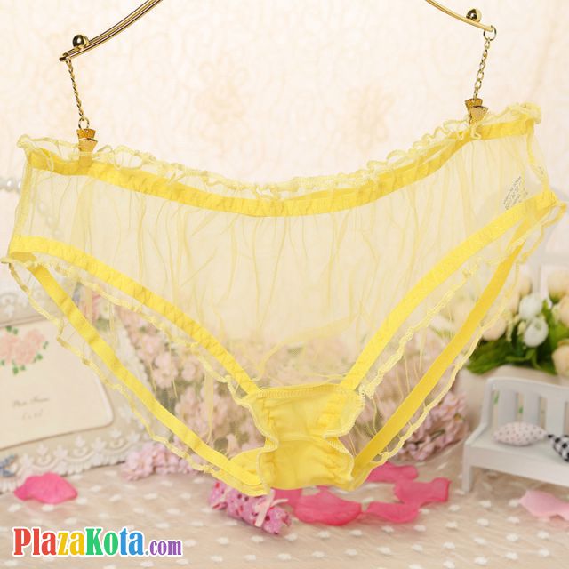 P555 - Celana Dalam Panties Hipster Kuning Transparan - Photo 1