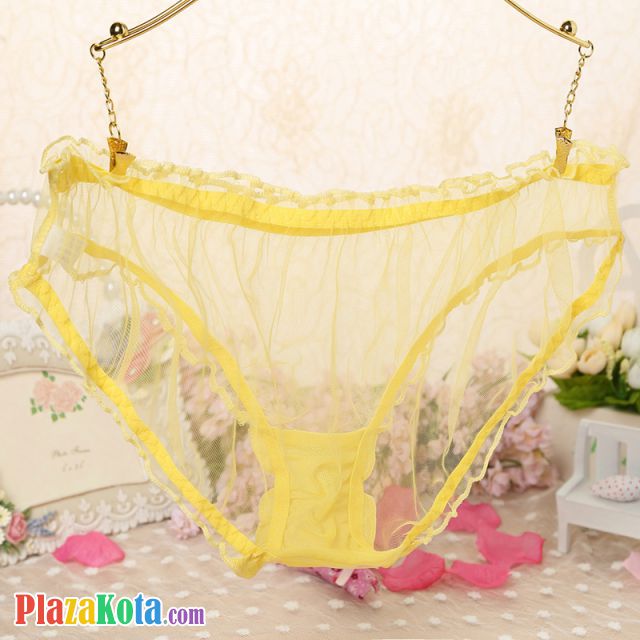 P555 - Celana Dalam Panties Hipster Kuning Transparan - Photo 2