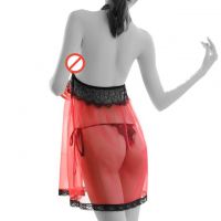 L1113 - Baju Tidur Dinas Malam Wanita Lingerie Mini Dress Gaun Pendek Seksi Halter Merah Transparan - Thumbnail 2 L1113 - Baju Tidur Dinas Malam Wanita Lingerie Mini Dress Gaun Pendek Seksi Halter Merah Transparan - Thumbnail 2
