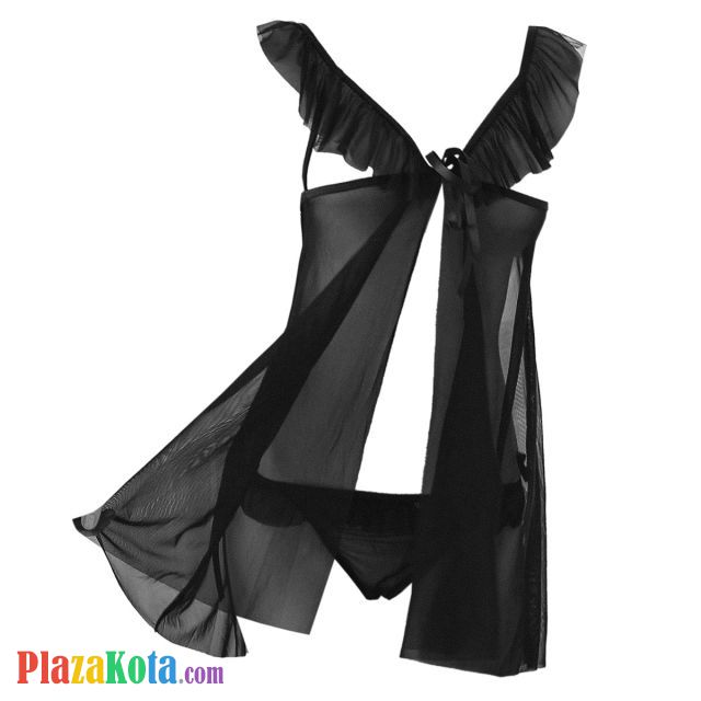 L1133 - Baju Tidur Lingerie Babydoll Mini Dress Hitam Transparan Open Cup Pengait Depan - Photo 1