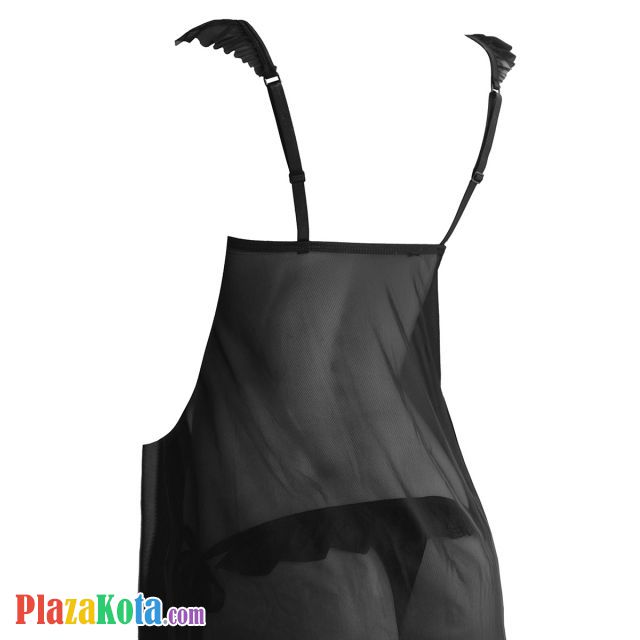 L1133 - Baju Tidur Lingerie Babydoll Mini Dress Hitam Transparan Open Cup Pengait Depan - Photo 2