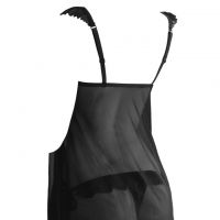 L1133 - Baju Tidur Lingerie Babydoll Mini Dress Hitam Transparan Open Cup Pengait Depan - Thumbnail 2