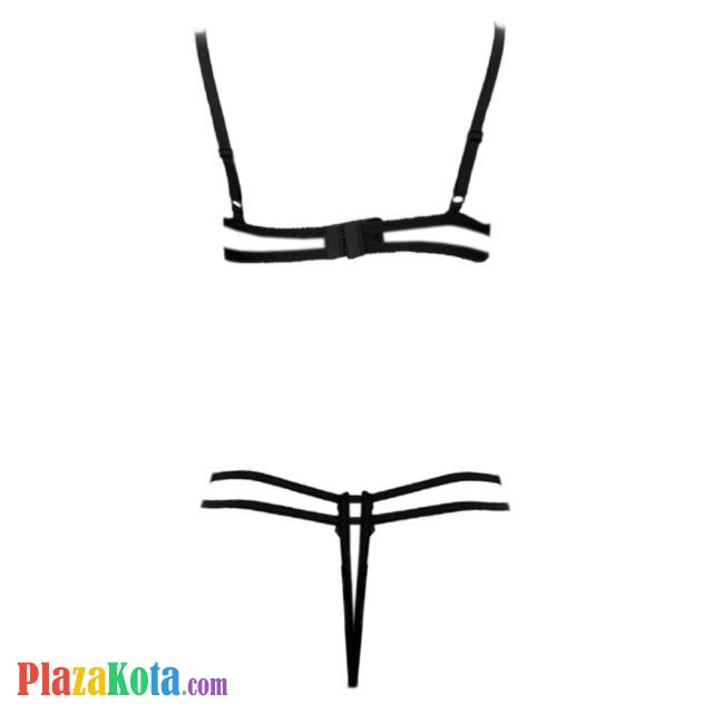 B317 - Bra Set Underwire Kawat Open Cup Hitam Transparan Celana Dalam Crotchless Bordir Bunga - Photo 2