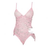 L1139 - Lingerie Teddy Pink Transparan, Pengait Belakang