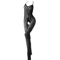 BS203 - Bodystocking Full Body Halterneck Hitam Transparan Crotchless