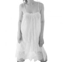 L1155 - Lingerie Nightgown Putih Transparan, Kain 2 Lapis - Thumbnail 1