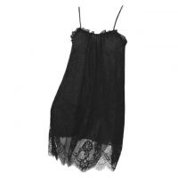 L1156 - Baju Tidur Lingerie Nightgown Sleepwear Midi Dress Hitam Transparan Kain 2 Lapis