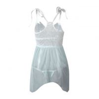 L1157 - Lingerie Nightgown Biru Transparan, Atasan Putih - 2