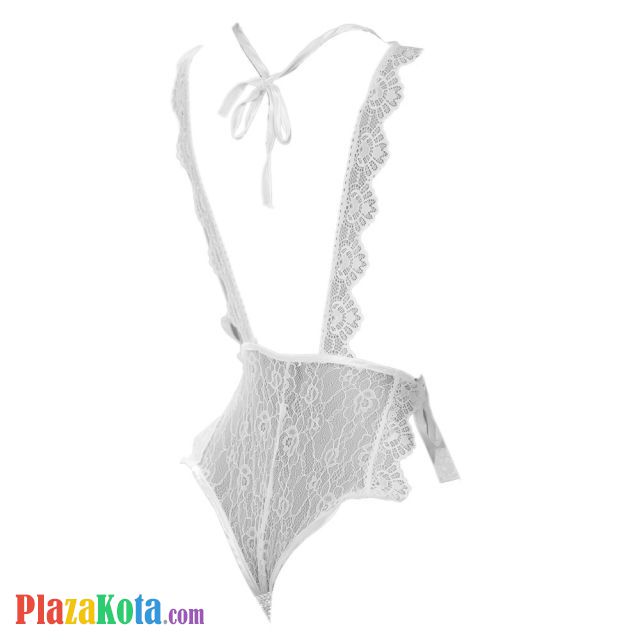 L1163 - Lingerie Teddy Halterneck Putih Transparan, Tali Ikat Samping - Photo 2