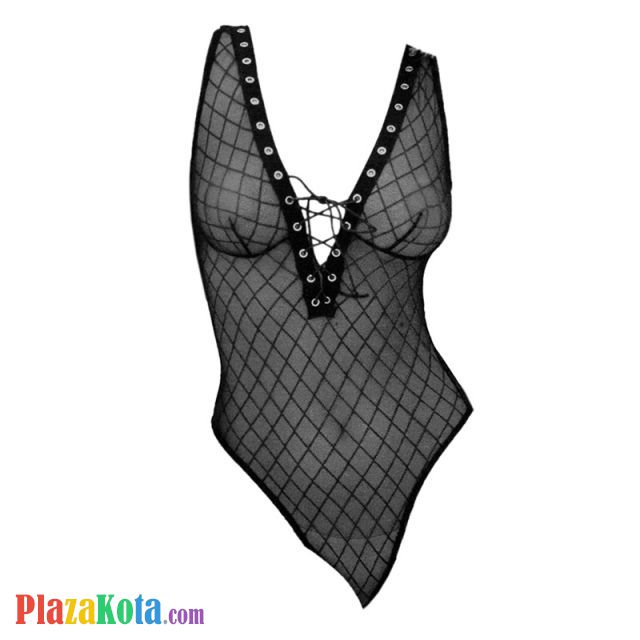 L1165 - Baju Tidur Lingerie Teddy Bodysuit Dress Hitam Transparan - Photo 1