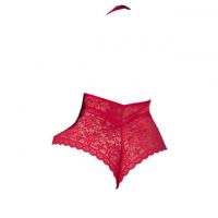 L1167 - Lingerie Plus Size Teddy Halterneck Merah Transparan - Thumbnail 2