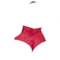 L1167 - Baju Tidur Lingerie Jumbo Big Size Teddy Bodysuit Halter Merah Transparan - Thumbnail 2