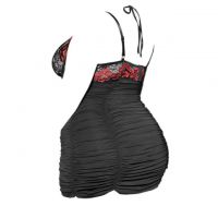 L1170 - Baju Tidur Lingerie Jumbo Big Size Chemise Sheath Dress Hitam Bra Kawat Open Cup - Thumbnail 2