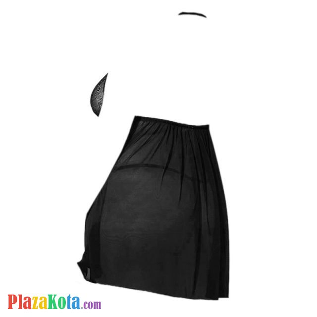 L1172 - Lingerie Plus Size Nightgown Halterneck Hitam Transparan - Photo 2