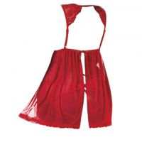 L1173 - Lingerie Plus Size Babydoll Merah Transparan, Ikat Belakang - Thumbnail 2