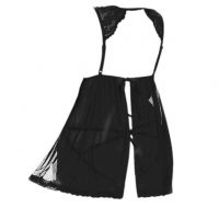 L1174 - Baju Tidur Lingerie Jumbo Big Size Babydoll Mini Dress Hitam Transparan Ikat Belakang - Thumbnail 2