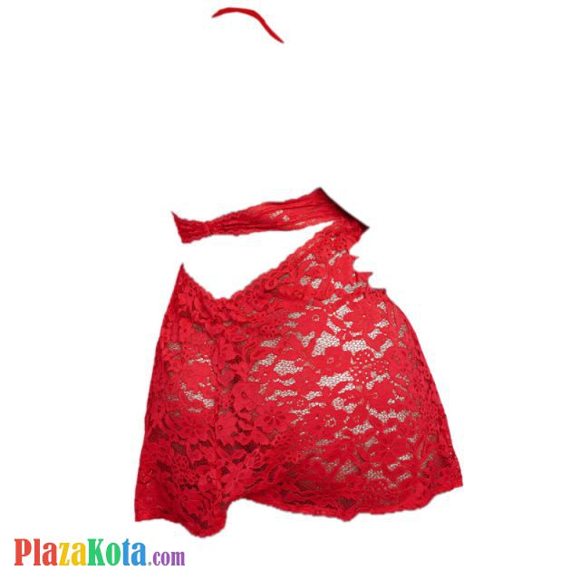 L1179 - Lingerie Plus Size Nightgown Halterneck Merah Transparan - Photo 2
