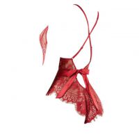 L1181 - Baju Tidur Lingerie Teddy Bodysuit Dress Tali Silang Merah Transparan Belahan Dada Rendah - Thumbnail 2