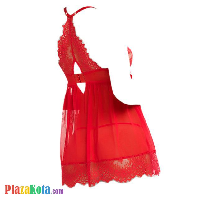 L1183 - Baju Tidur Lingerie Nightgown Sleepwear Midi Dress Merah Transparan Bra Kawat - Photo 2