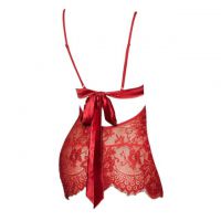 L1185 - Baju Tidur Lingerie Bodycon Sheath Dress Merah Transparan Tali Pita Ikat Belakang - Thumbnail 2