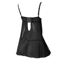 L1187 - Baju Tidur Lingerie Nightgown Sleepwear Midi Dress Hitam Transparan Bra Kawat - 2