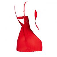 L1193 - Baju Tidur Lingerie Nightgown Sleepwear Midi Dress Merah Transparan Bra Kawat - Thumbnail 2