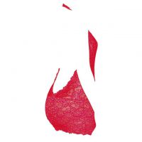L1197 - Lingerie Chemise Halterneck Merah Transparan, Belahan Dada Rendah - Thumbnail 2
