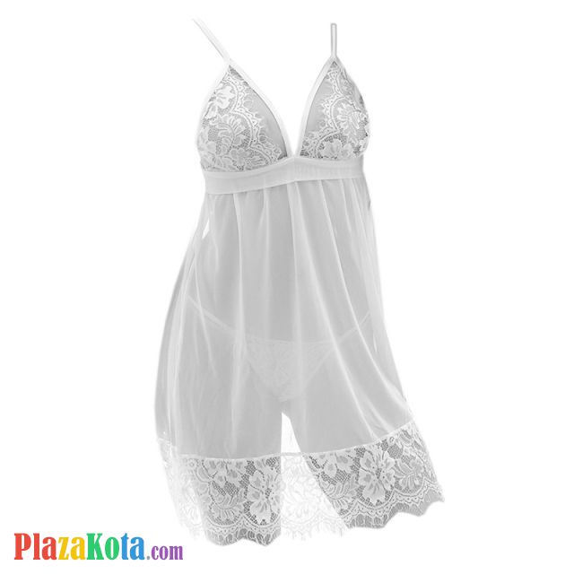 L1199 - Lingerie Babydoll Putih Transparan, Tali Pita Ikat Belakang - Photo 1