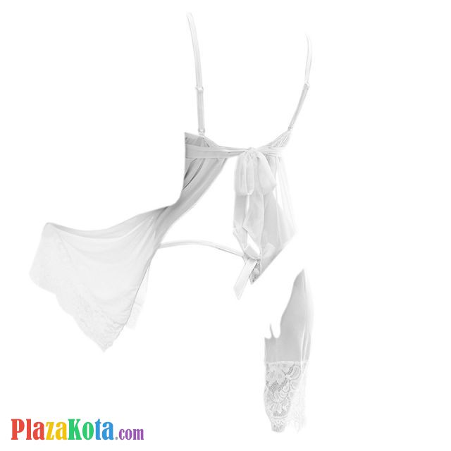 L1199 - Lingerie Babydoll Putih Transparan, Tali Pita Ikat Belakang - Photo 2