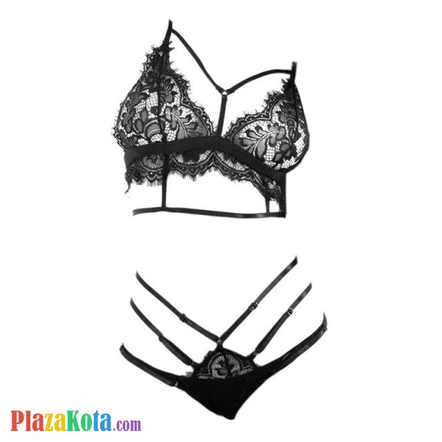 B328 - Bra Set Bralette Hitam Transparan Celana Dalam - Photo 1