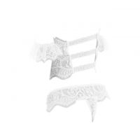 B329 - Lingerie Set Bralette Kemben Lengan Pendek Putih Transparan, Kalung Choker Kain, Celana Dalam - Thumbnail 2
