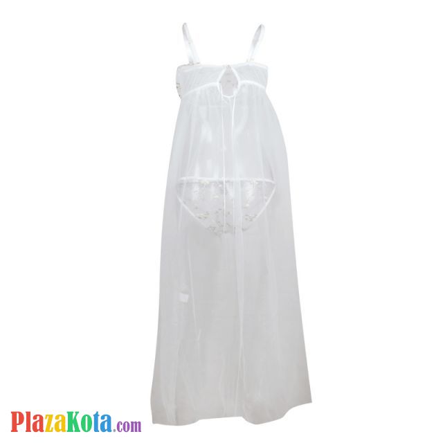L1202 - Lingerie Long Gown Putih Transparan - Photo 2
