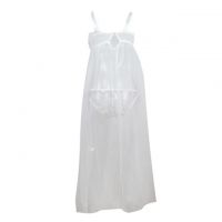 L1202 - Lingerie Long Gown Putih Transparan - 2