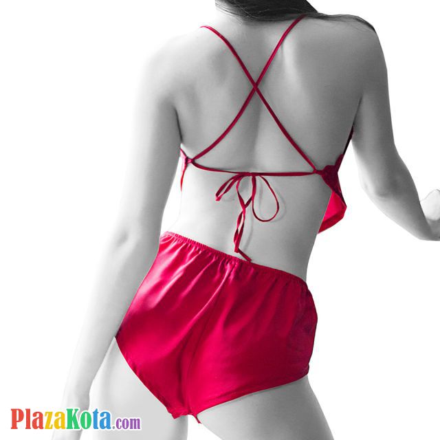 L1206 - Baju Tidur Lingerie Babydoll Mini Dress Tali Silang Chinese Dudou Merah Celana Panties Boyshort - Photo 2