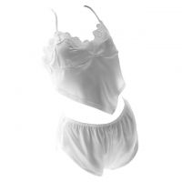 L1207 - Lingerie Babydoll Tali Silang Putih, Celana Panties Boyshort