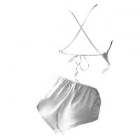 L1207 - Baju Tidur Lingerie Babydoll Mini Dress Tali Silang Chinese Dudou Putih Celana Panties Boyshort - 2