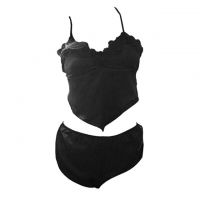 L1208 - Lingerie Babydoll Tali Silang Hitam, Celana Panties Boyshort