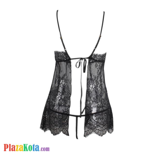 L1210 - Baju Tidur Lingerie Babydoll Mini Dress Hitam Transparan Ikat Belakang - Photo 2