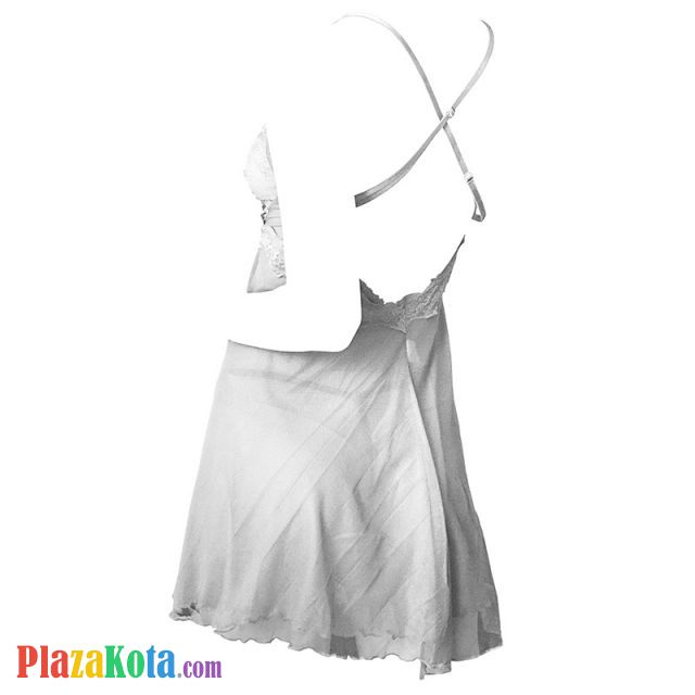 L1213 - Lingerie Nightgown Tali Silang Putih Transparan - Photo 2