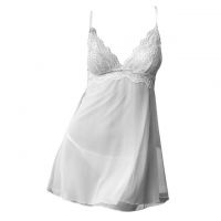 L1213 - Baju Tidur Lingerie Nightgown Midi Dress Tali Silang Putih Transparan