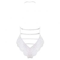 L1220 - Baju Tidur Lingerie Teddy Bodysuit Dress Halter Putih Transparan - Thumbnail 2