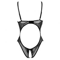 L1223 - Baju Tidur Lingerie Teddy Bodysuit Dress Hitam Transparan Open Cup Crotchless - Thumbnail 2