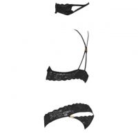 B335 - Bikini Bra Set Hitam Transparan, Topeng Wajah, Gelang Wristband - 2